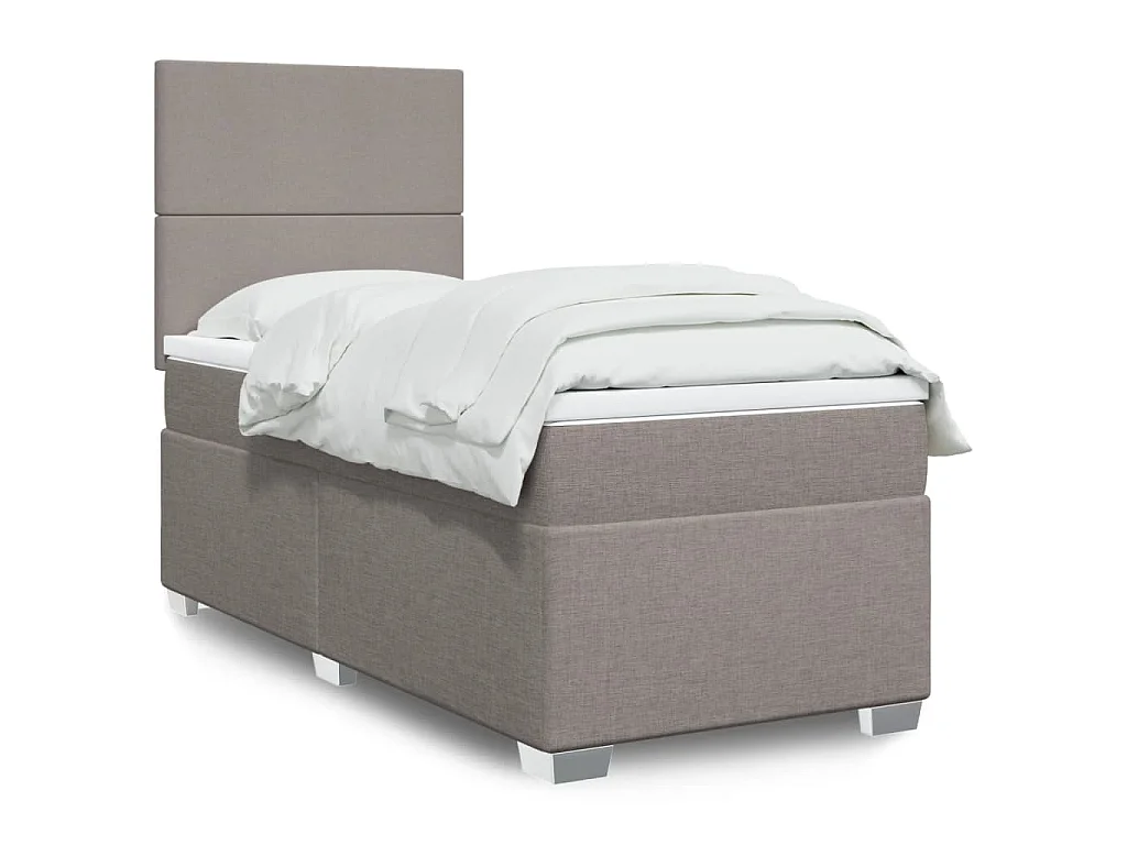 Cama com molas/colchão 90x190 cm tecido castanho-acinzentado