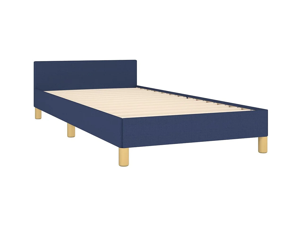 Cadre de lit sans matelas bleu 90x190 cm tissu