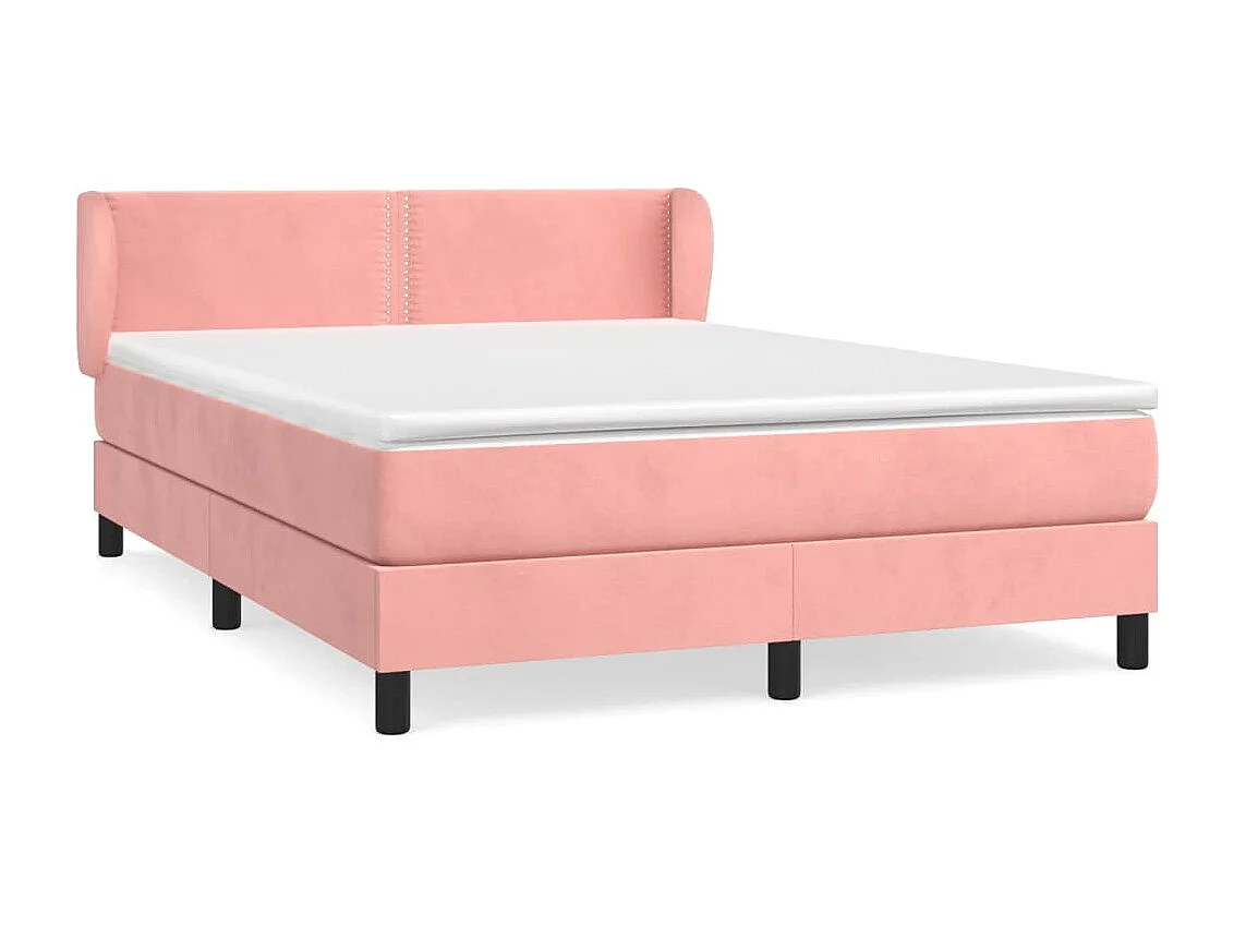 Boxspring met matras fluweel roze 140x190 cm