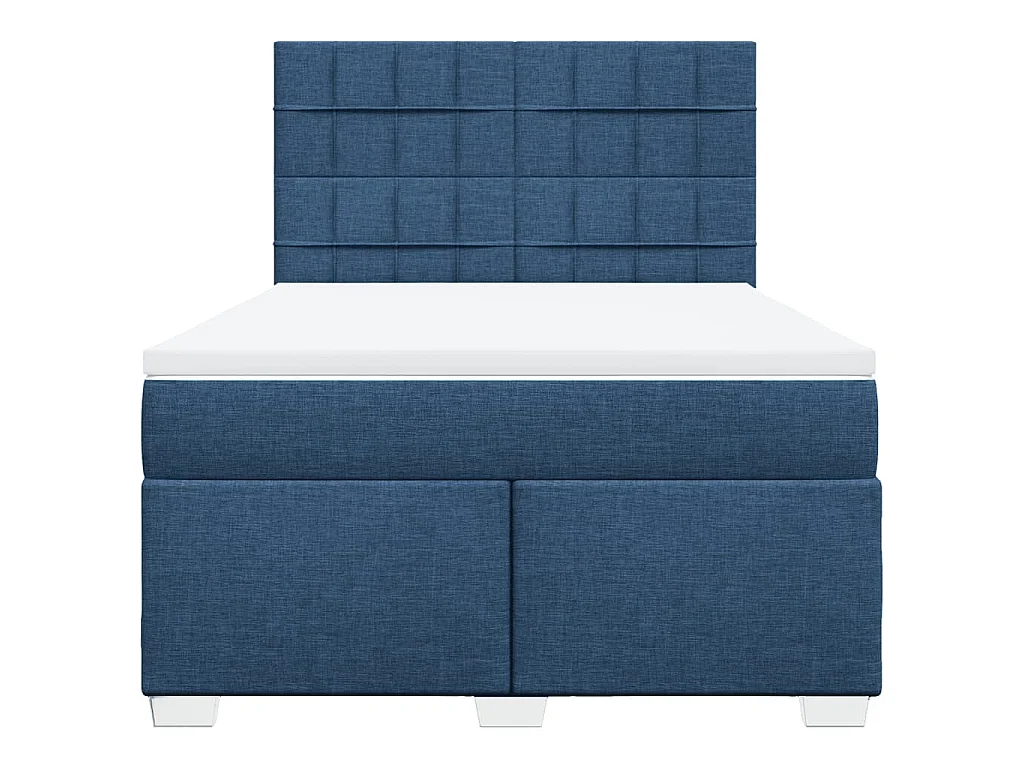 Boxspring met matras stof blauw 140x200 cm