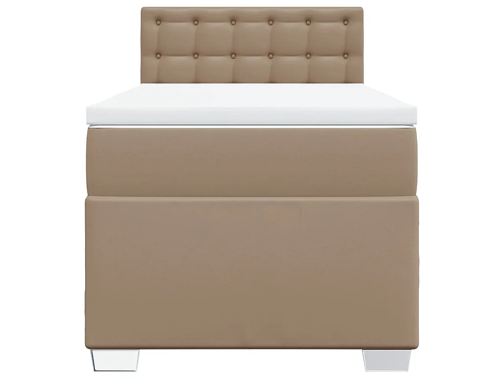 Cama com molas/colchão 100x200 cm couro artificial cappuccino
