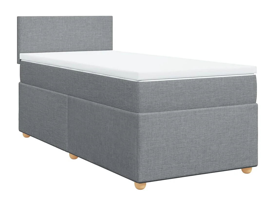 Sommier à lattes de lit avec matelas Gris clair 90x200 cm Tissu