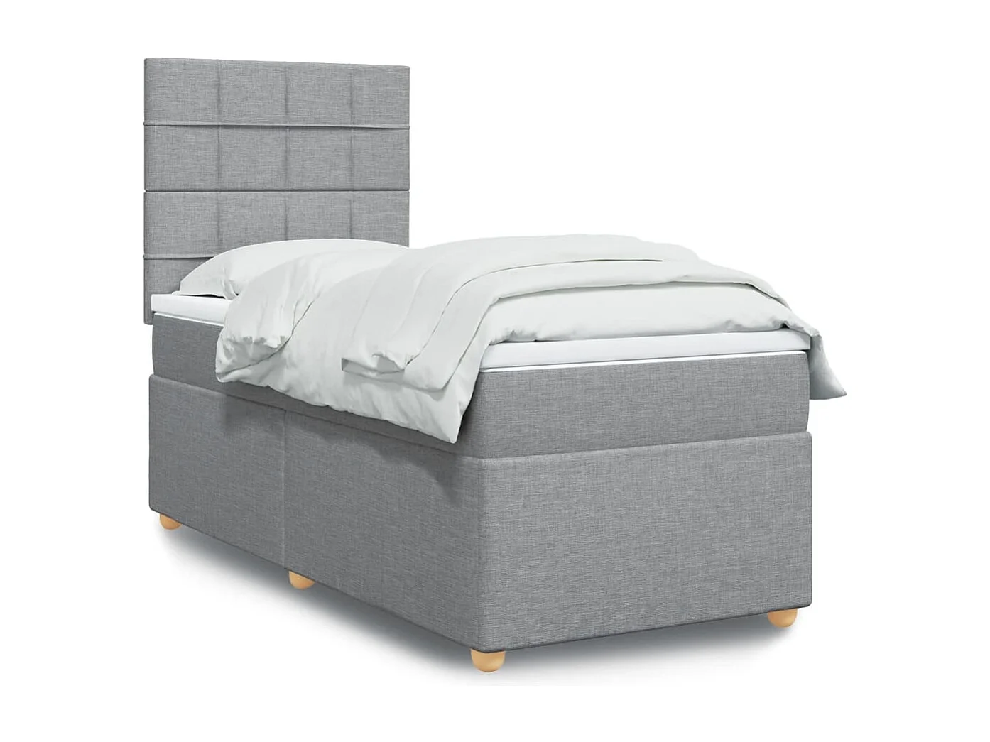 Boxspringbett mit Matratze Hellgrau 90x190 cm Stoff