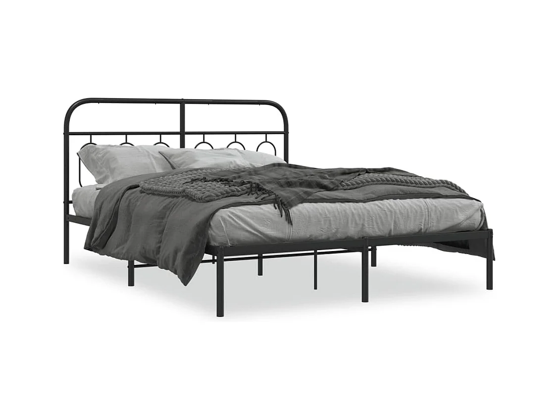 Bettgestell mit Kopfteil Metall Schwarz 140x200 cm