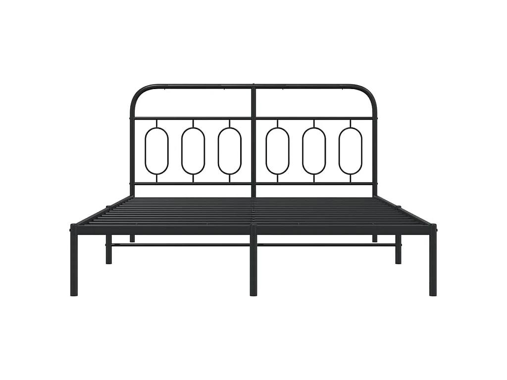 Cadre de lit métal sans matelas avec tête de lit noir 140x200cm