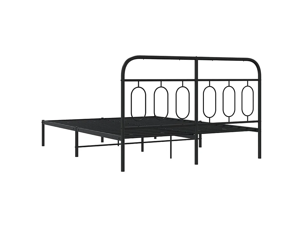 Cadre de lit métal sans matelas avec tête de lit noir 140x200cm