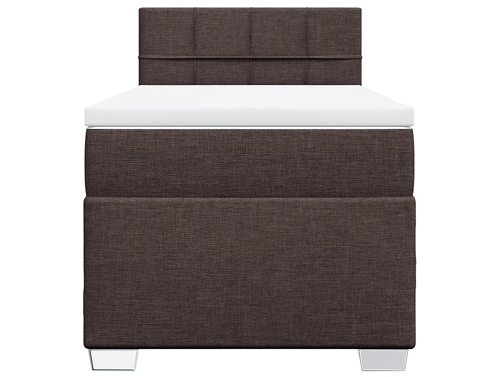 Cama box spring con colchón tela marrón oscuro 100x200 cm