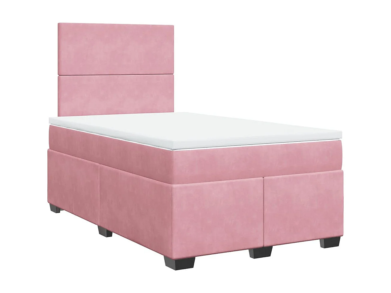 Cama box spring con colchón terciopelo rosa 120x200 cm