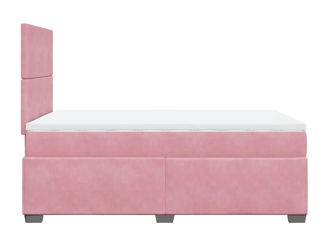 Cama box spring con colchón terciopelo rosa 120x200 cm