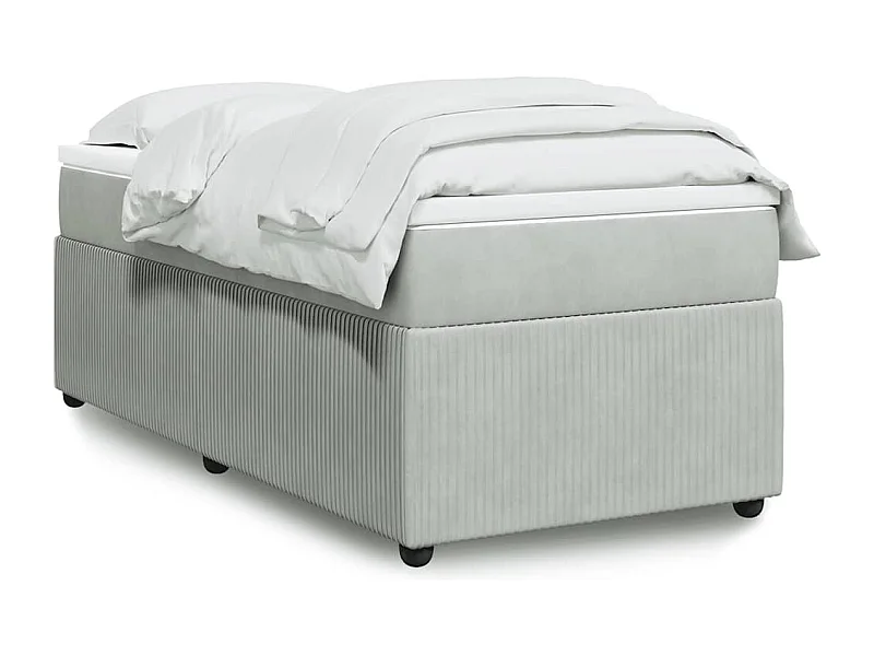 Giroletto a Molle con Materasso Grigio Chiaro 80x200 cm Velluto