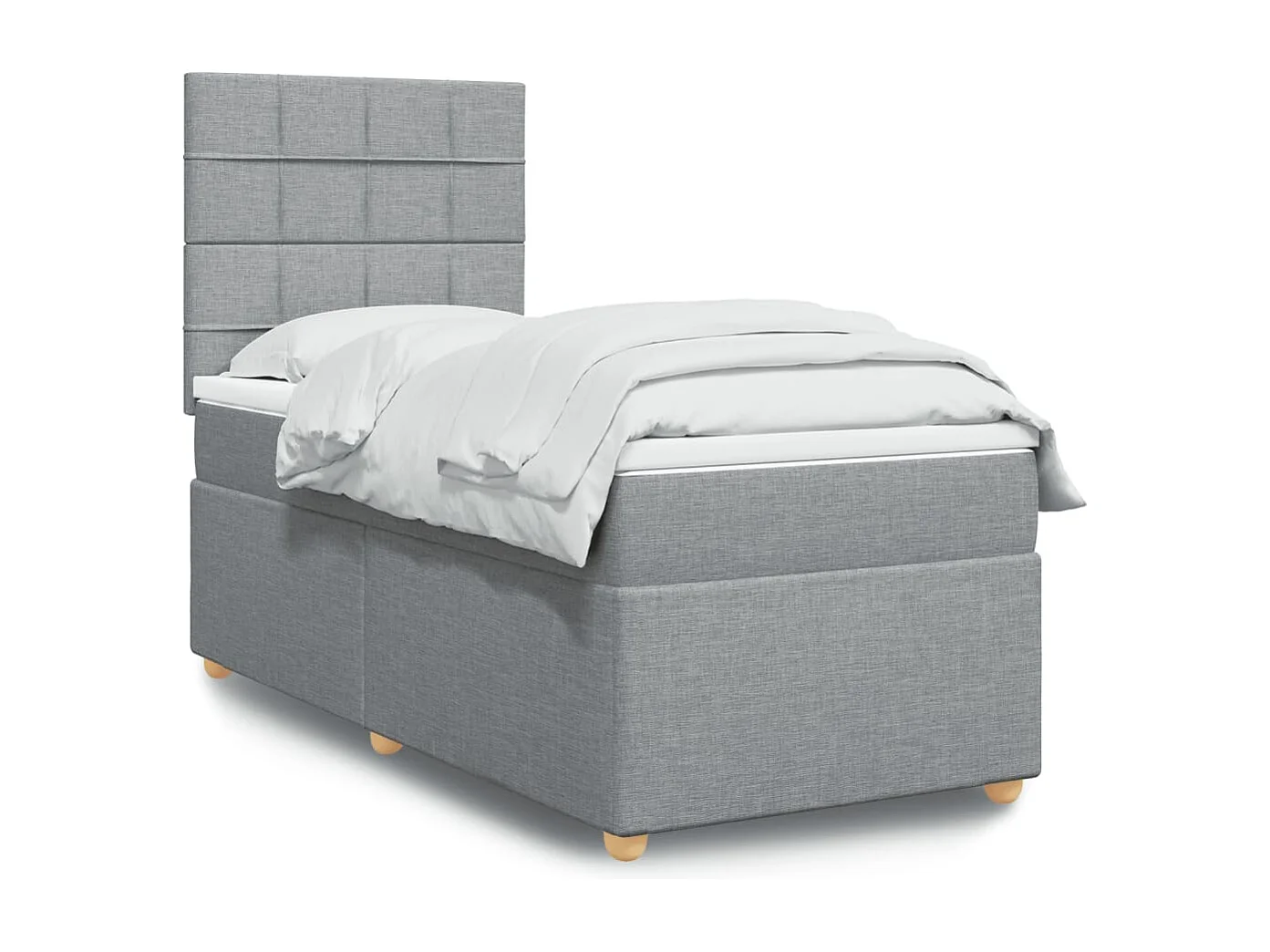 Boxspring met matras stof lichtgrijs 90x200 cm