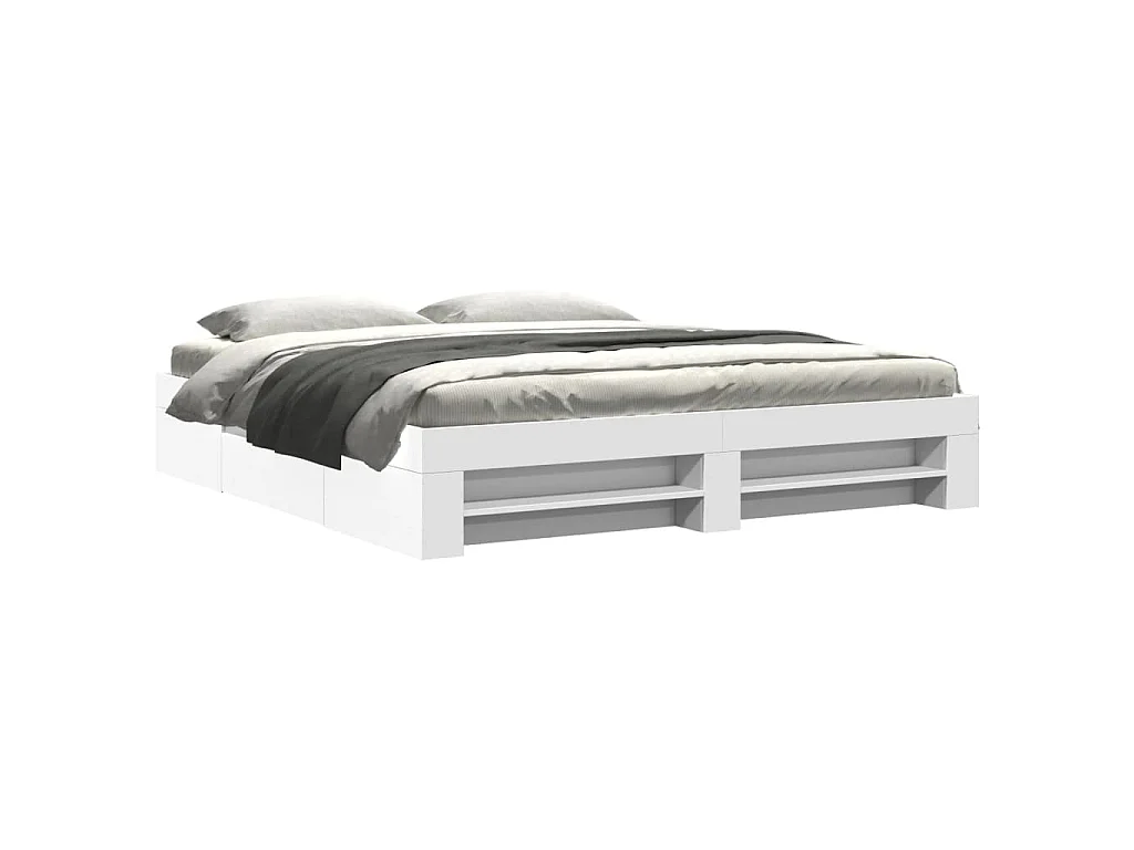 Cadre de lit sans matelas blanc 180x200 cm bois d'ingénierie