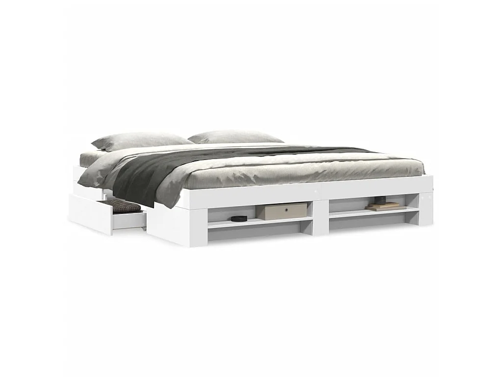 Cadre de lit sans matelas blanc 180x200 cm bois d'ingénierie