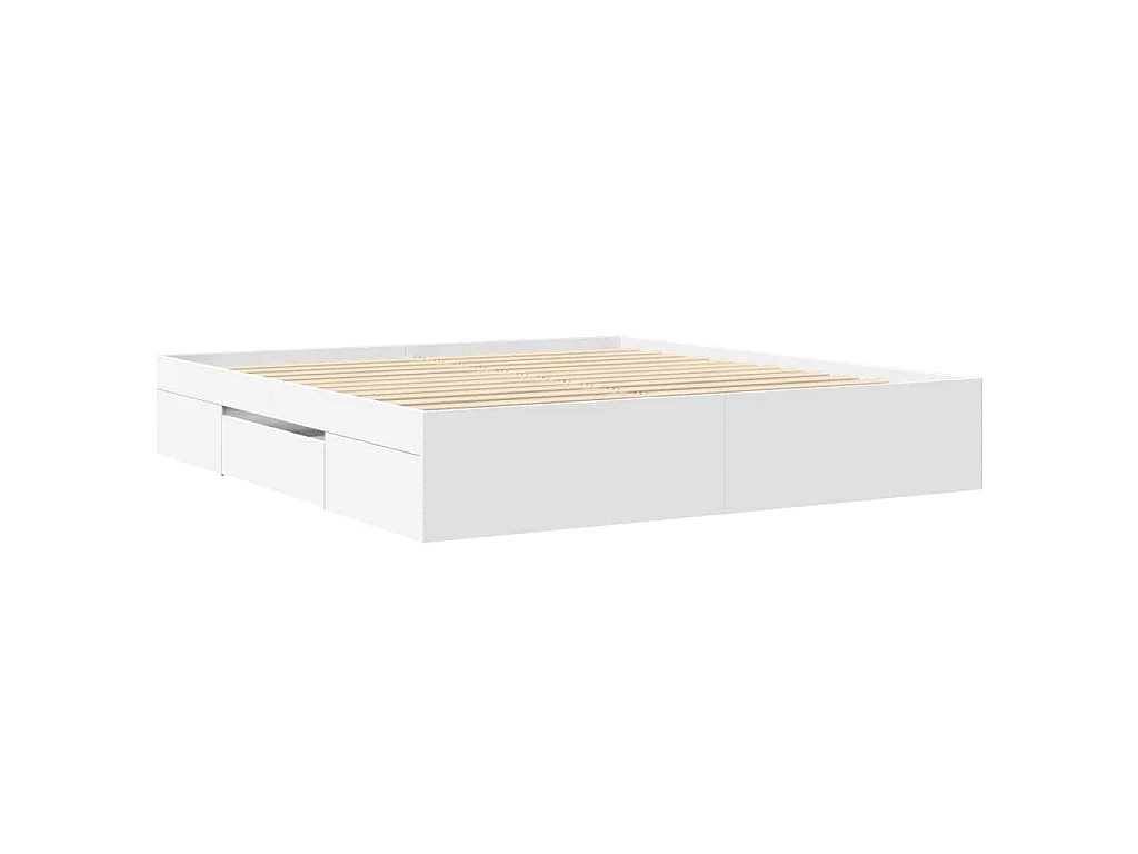 Cadre de lit sans matelas blanc 180x200 cm bois d'ingénierie