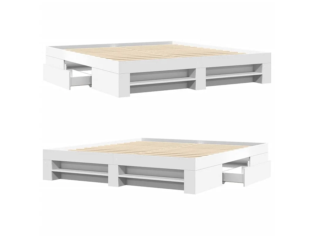 Cadre de lit sans matelas blanc 180x200 cm bois d'ingénierie