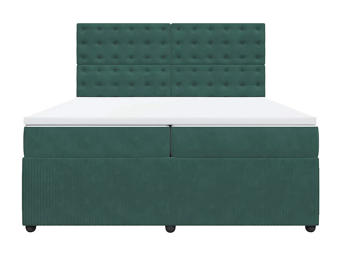 Cama box spring con colchón terciopelo verde oscuro 200x200 cm