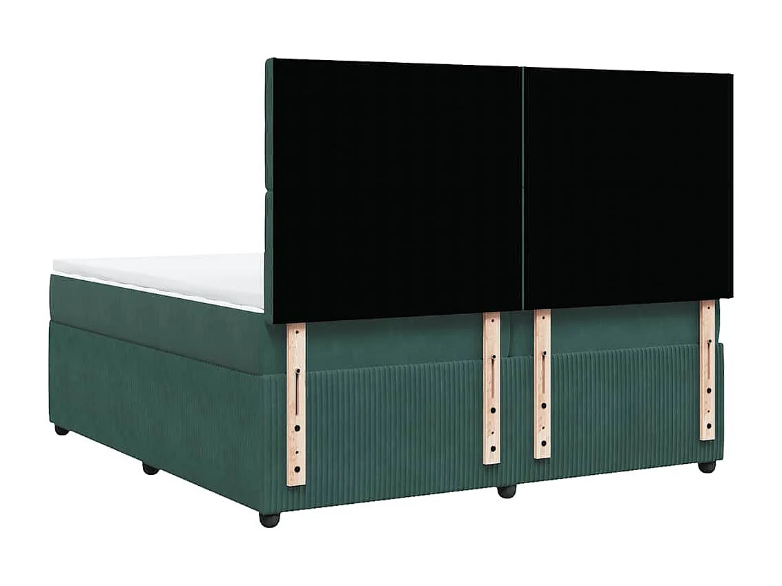 Cama box spring con colchón terciopelo verde oscuro 200x200 cm