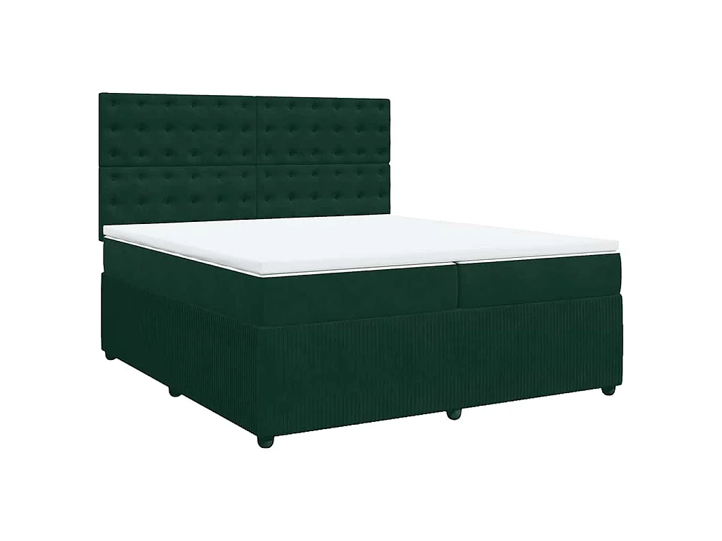 Cama box spring con colchón terciopelo verde oscuro 200x200 cm