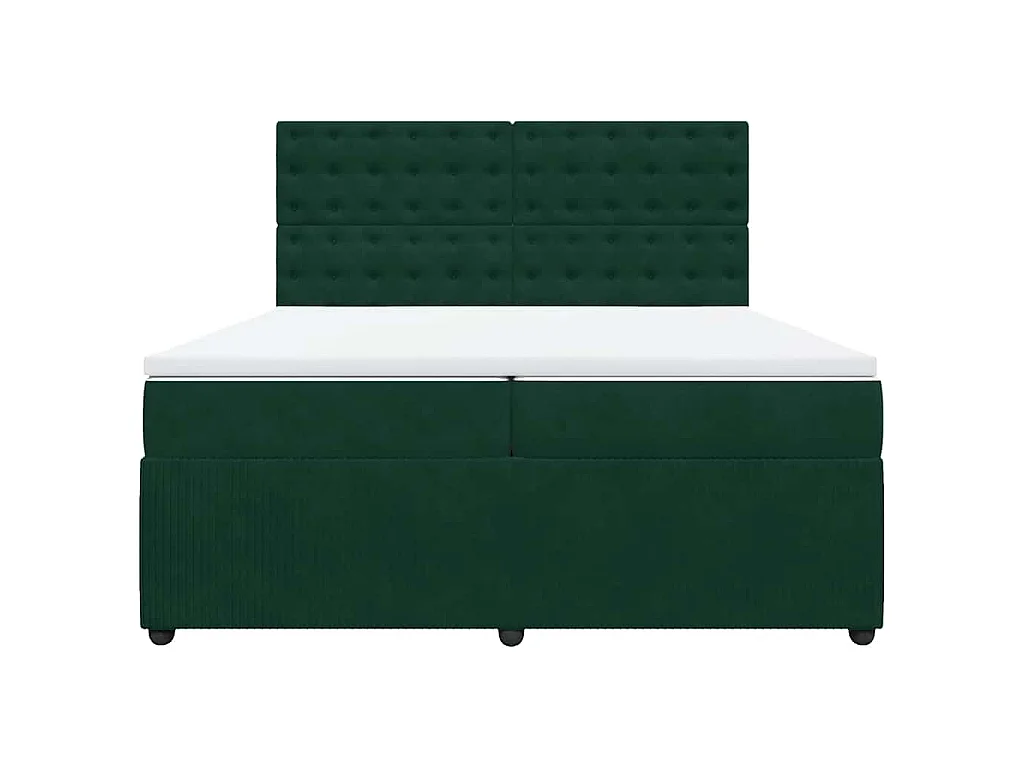 Cama box spring con colchón terciopelo verde oscuro 200x200 cm