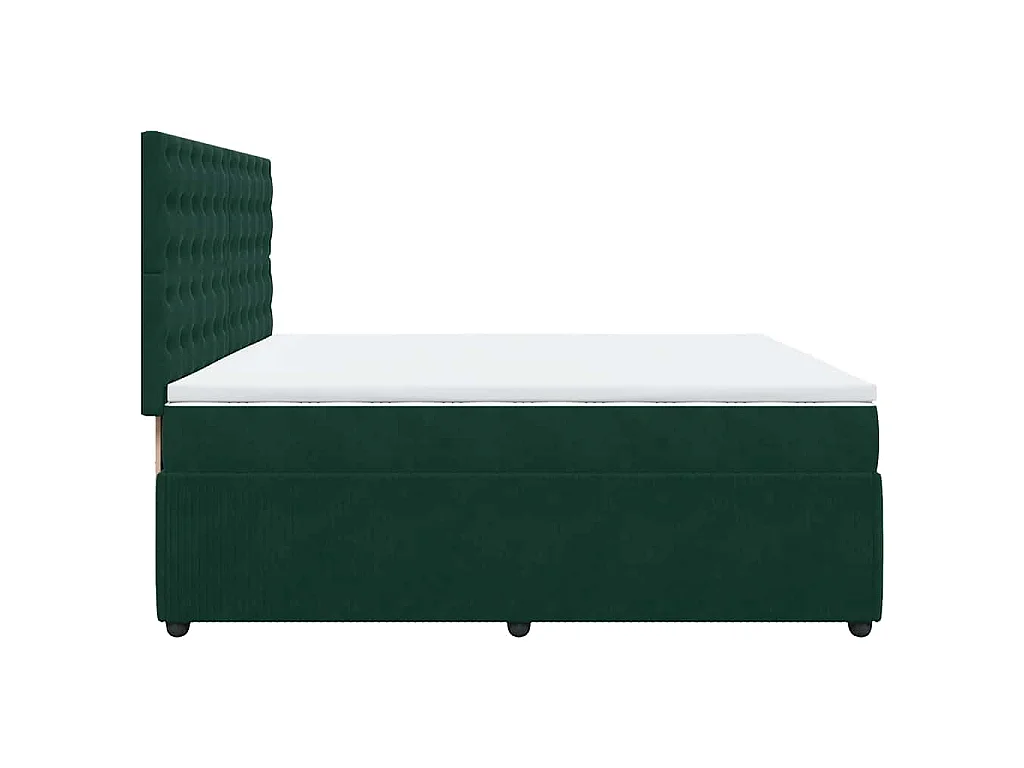 Cama box spring con colchón terciopelo verde oscuro 200x200 cm
