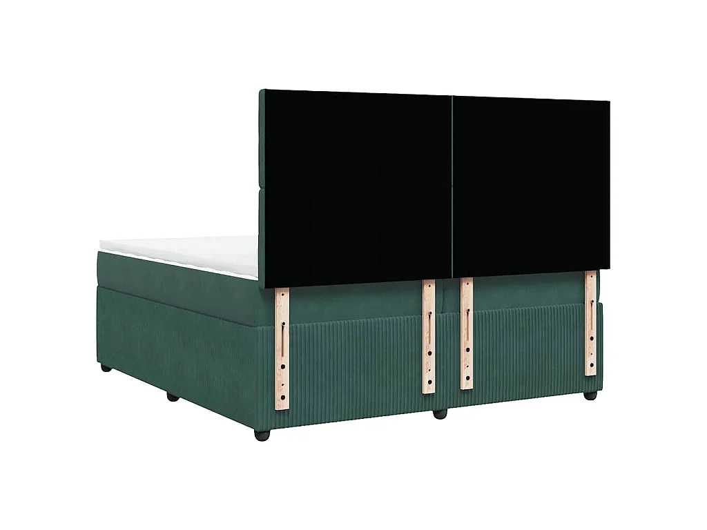 Cama box spring con colchón terciopelo verde oscuro 200x200 cm