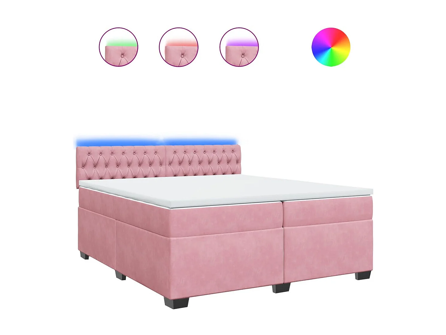 Cama com molas/colchão 200x200 cm veludo rosa