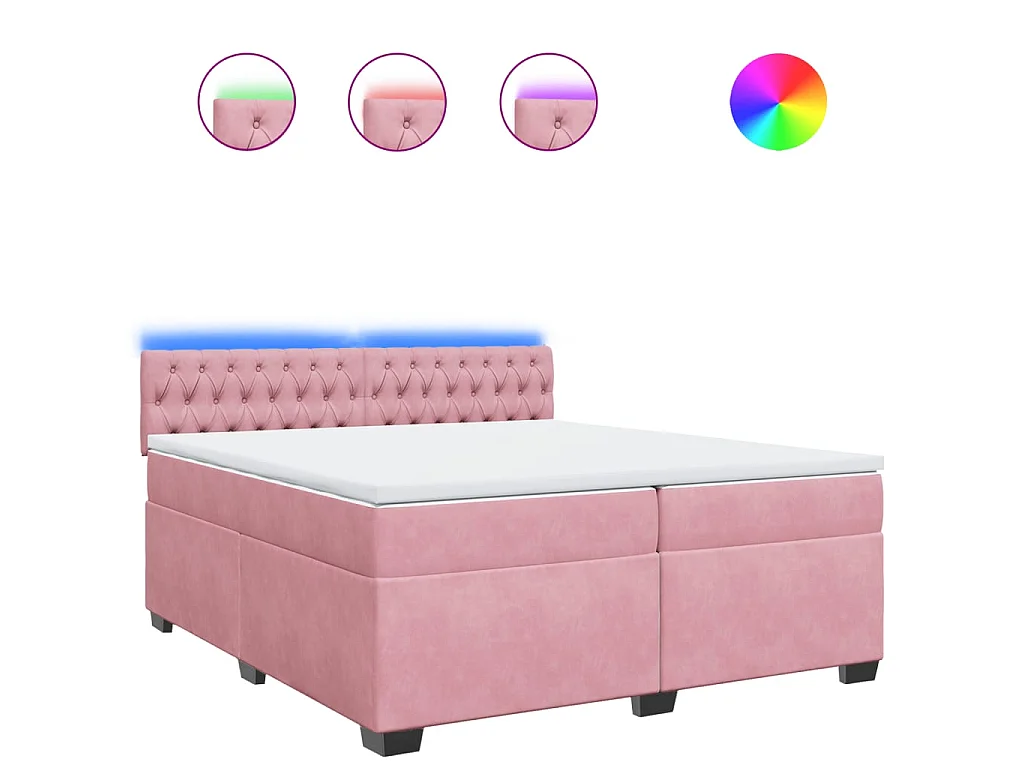 Boxspring met matras fluweel roze 200x200 cm