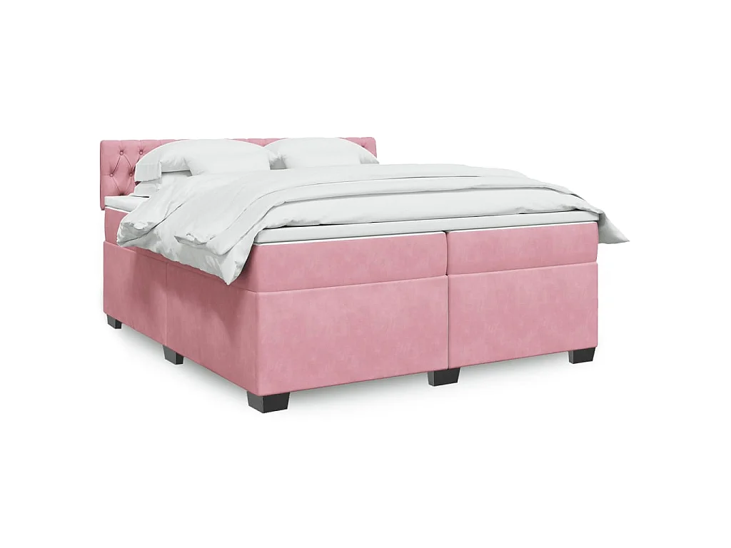 Boxspring met matras fluweel roze 200x200 cm