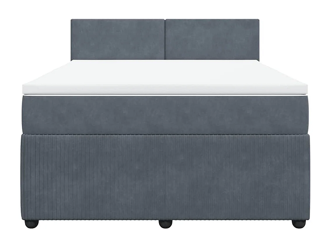 Cama box spring con colchón terciopelo gris oscuro 140x190 cm