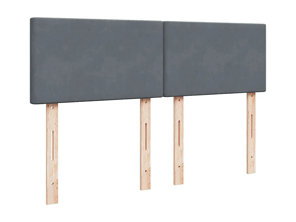 Cama box spring con colchón terciopelo gris oscuro 140x190 cm