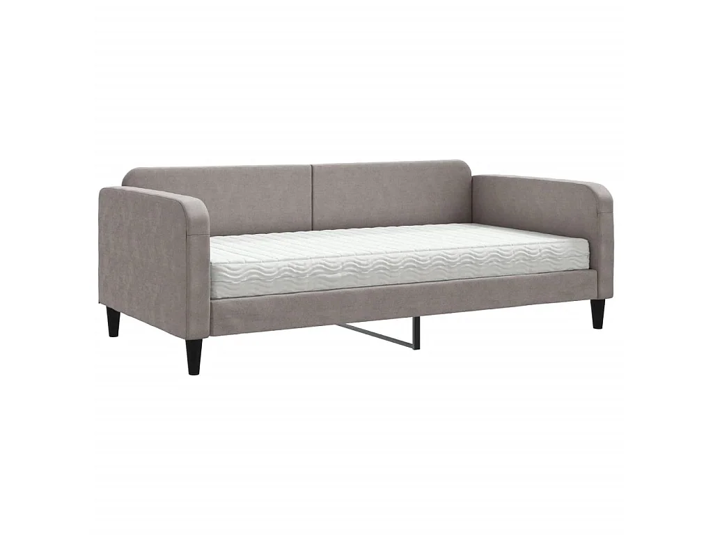 Sofá-cama com colchão 100x200 cm tecido cinzento-acastanhado