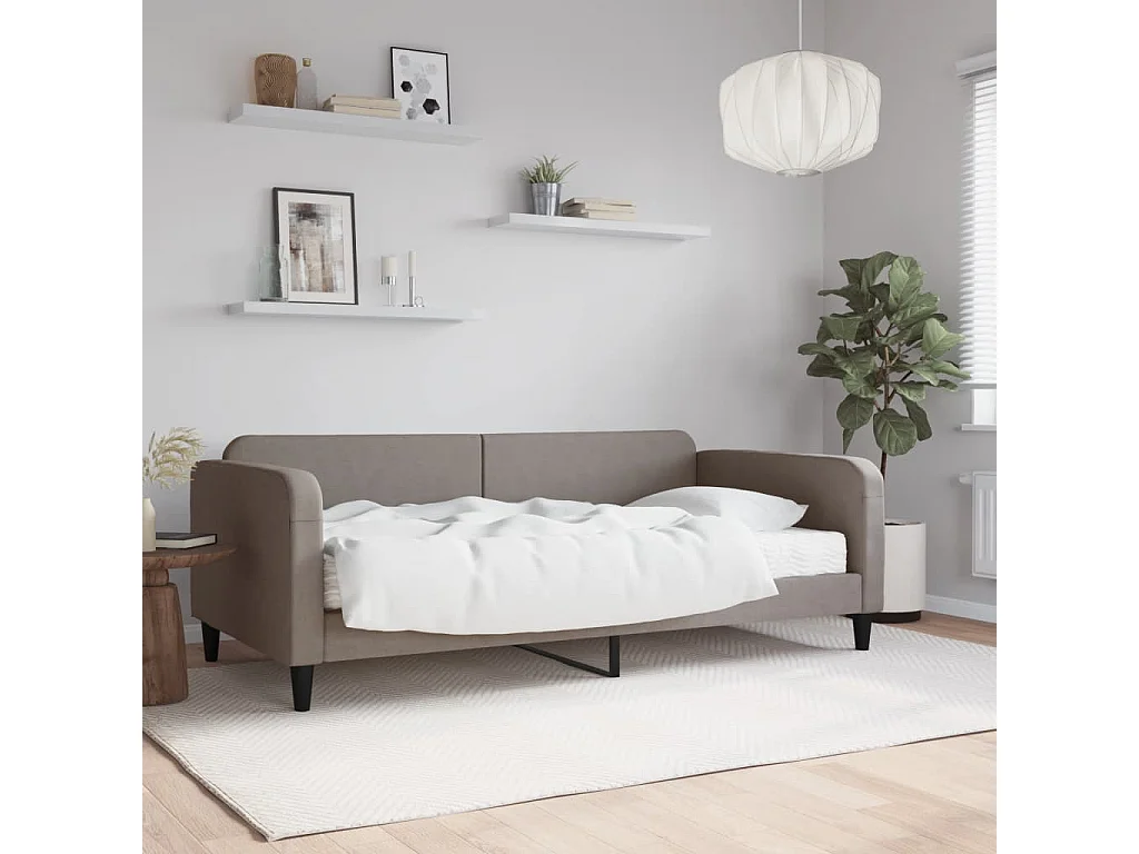 Sofá-cama com colchão 100x200 cm tecido cinzento-acastanhado