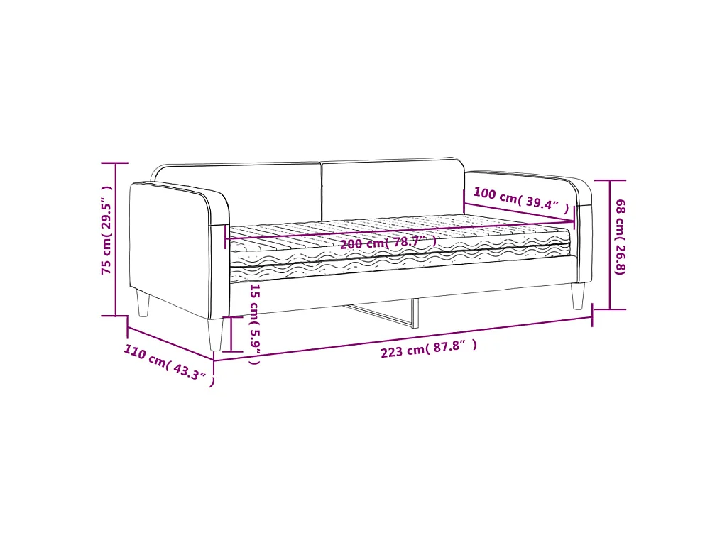 Sofá-cama com colchão 100x200 cm tecido cinzento-acastanhado
