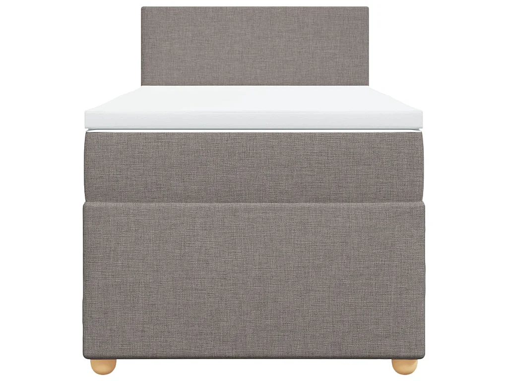 Cama box spring con colchón tela gris taupe 90x190 cm