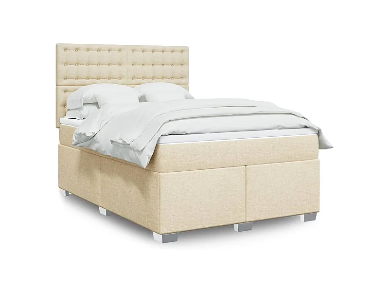 Boxspring met matras stof crèmekleurig 160x200 cm