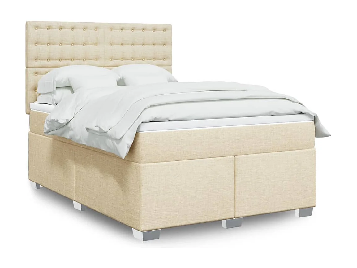 Boxspring met matras stof crèmekleurig 160x200 cm
