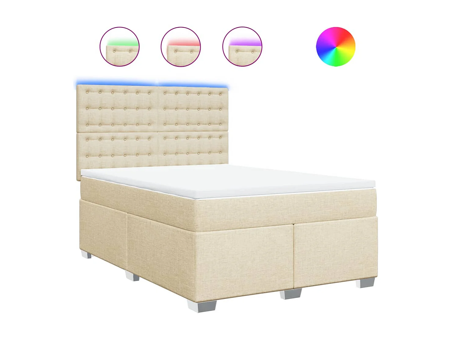 Boxspring met matras stof crèmekleurig 160x200 cm