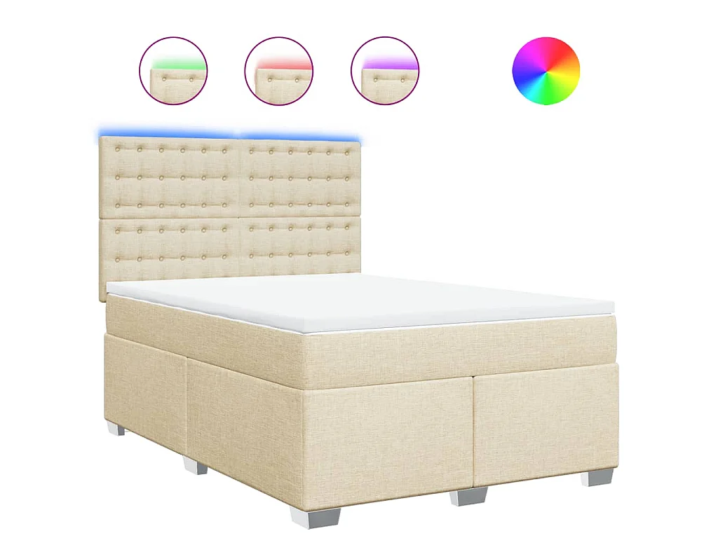 Boxspringbett mit Matratze Creme 160x200 cm Stoff
