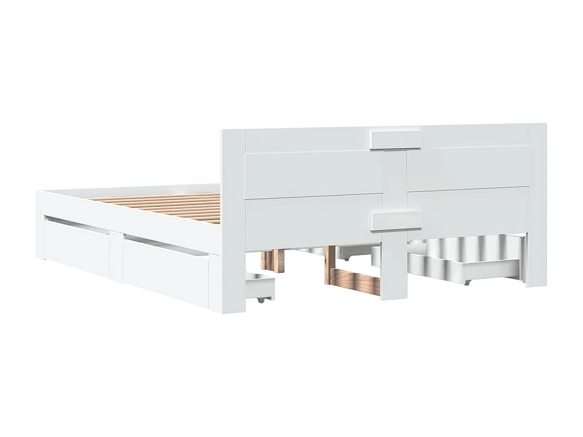 Bedframe met hoofdeinde bewerkt hout wit 150x200 cm