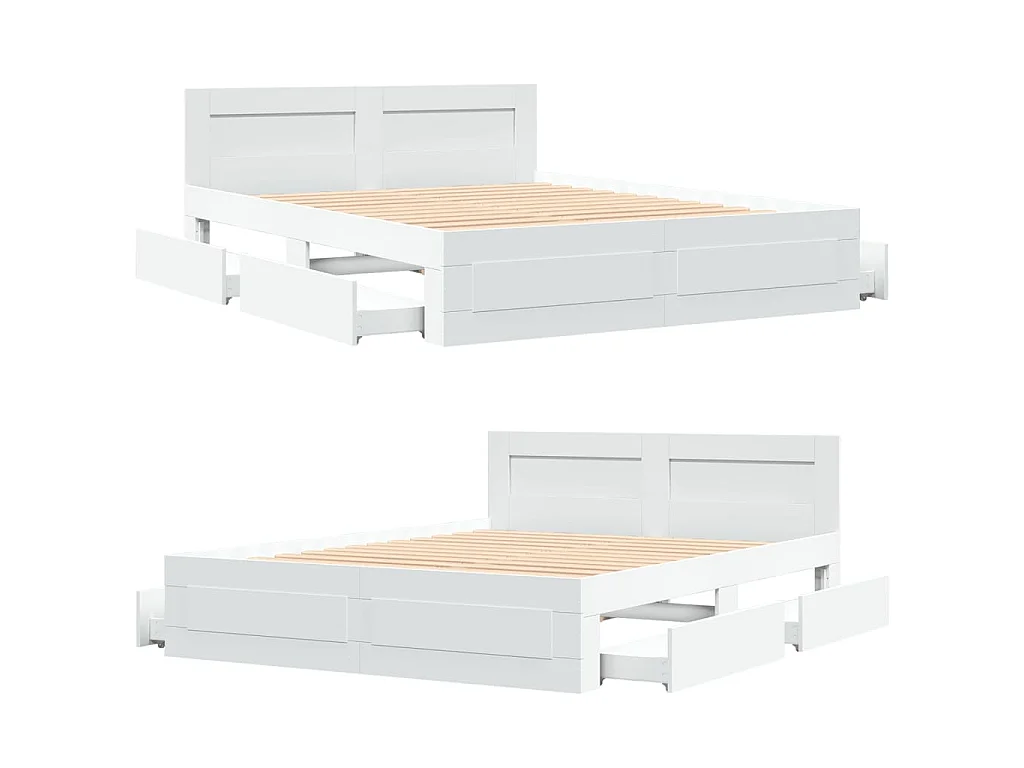 Bettgestell mit Kopfteil ohne Matratze Weiß 150x200 cm