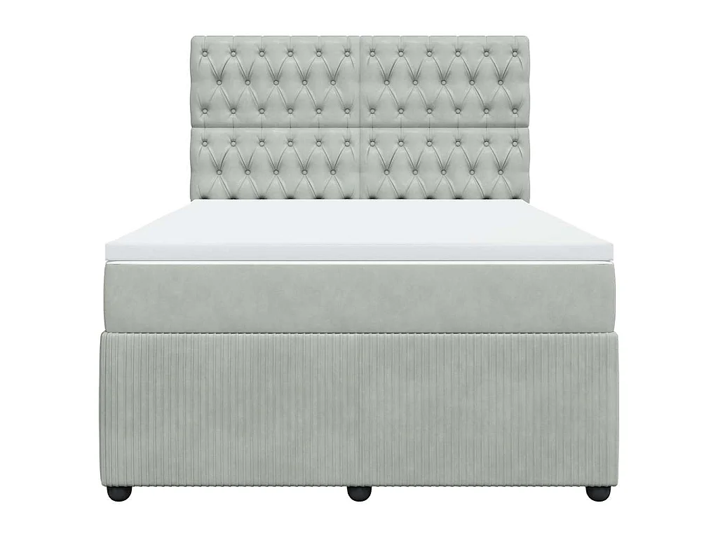 Boxspring met matras fluweel lichtgrijs 140x200 cm