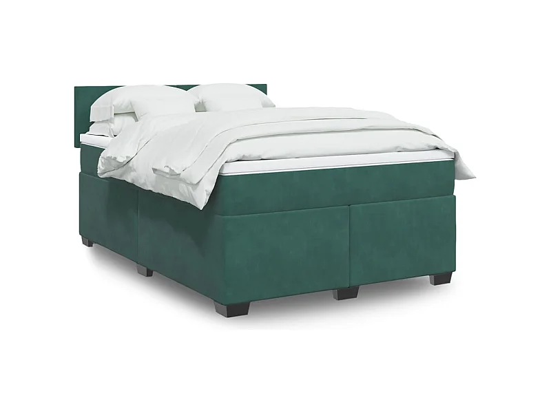 Sommier à lattes de lit et matelas Vert foncé 140x190cm Velours