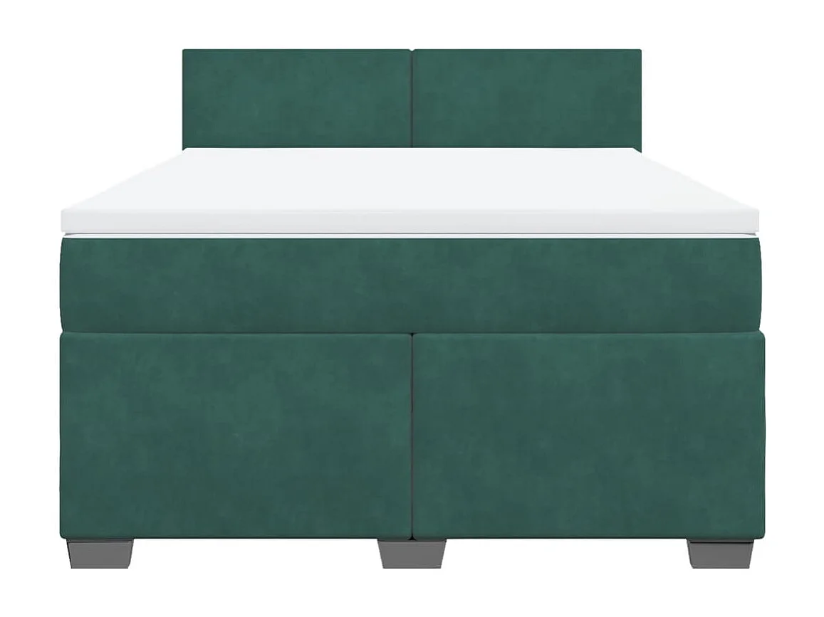 Sommier à lattes de lit et matelas Vert foncé 140x190cm Velours