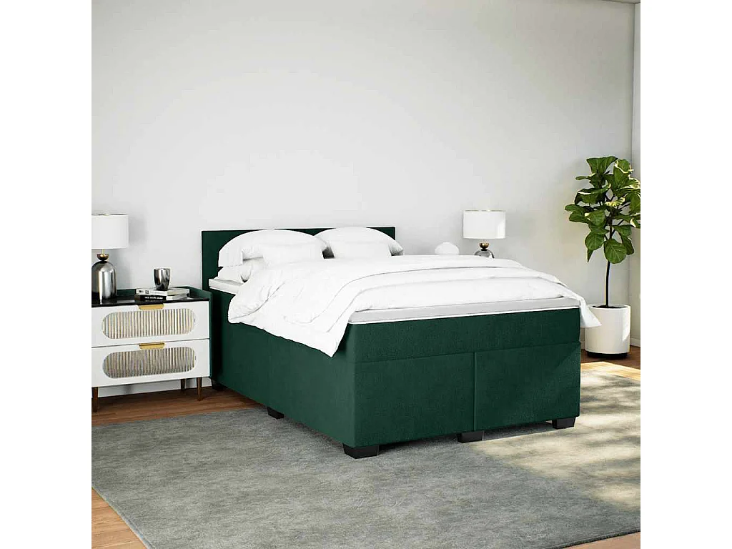 Boxspringbett mit Matratze Dunkelgrün 140x190 cm Samt