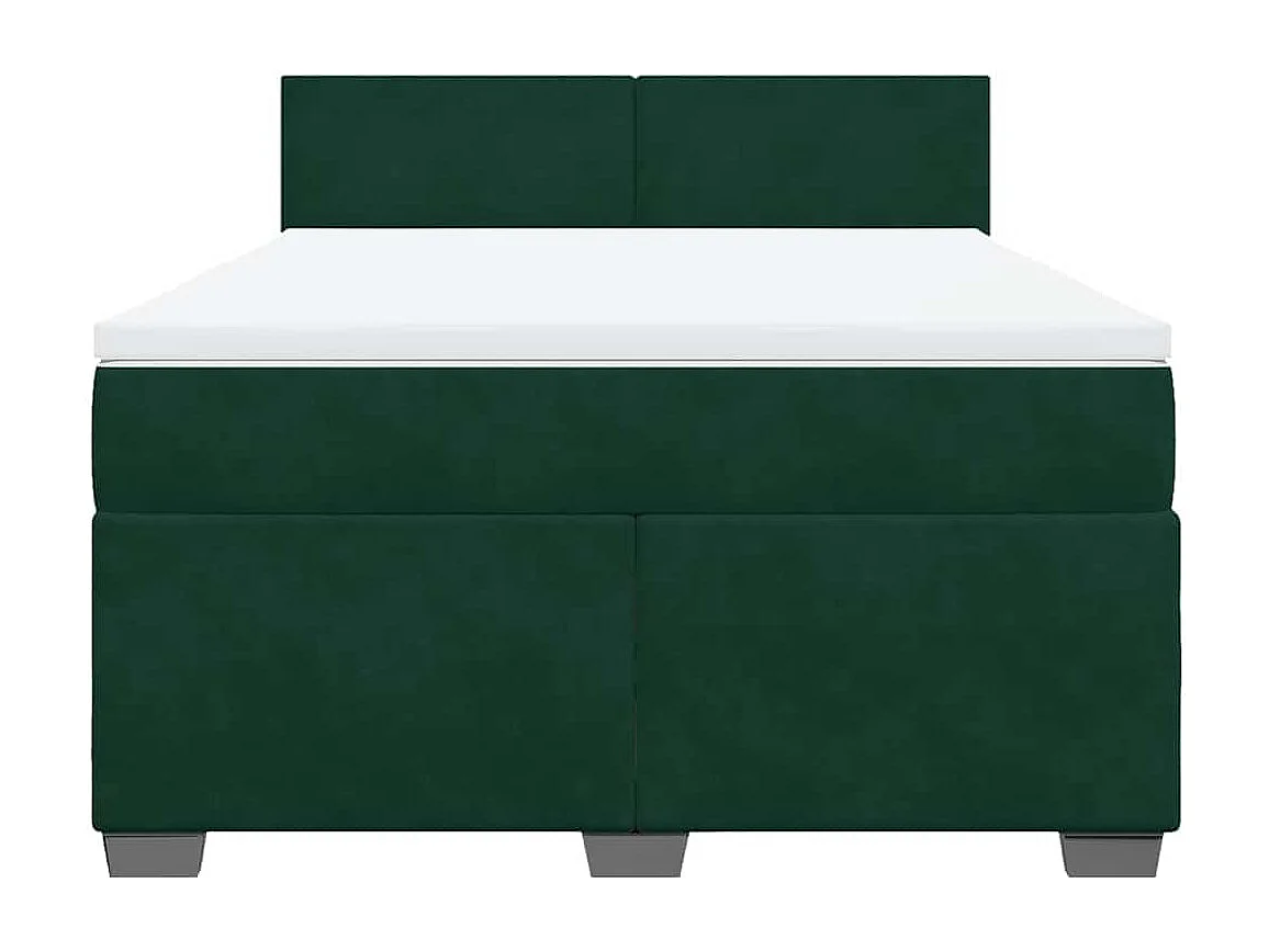 Boxspringbett mit Matratze Dunkelgrün 140x190 cm Samt
