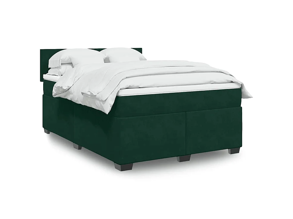 Boxspringbett mit Matratze Dunkelgrün 140x190 cm Samt