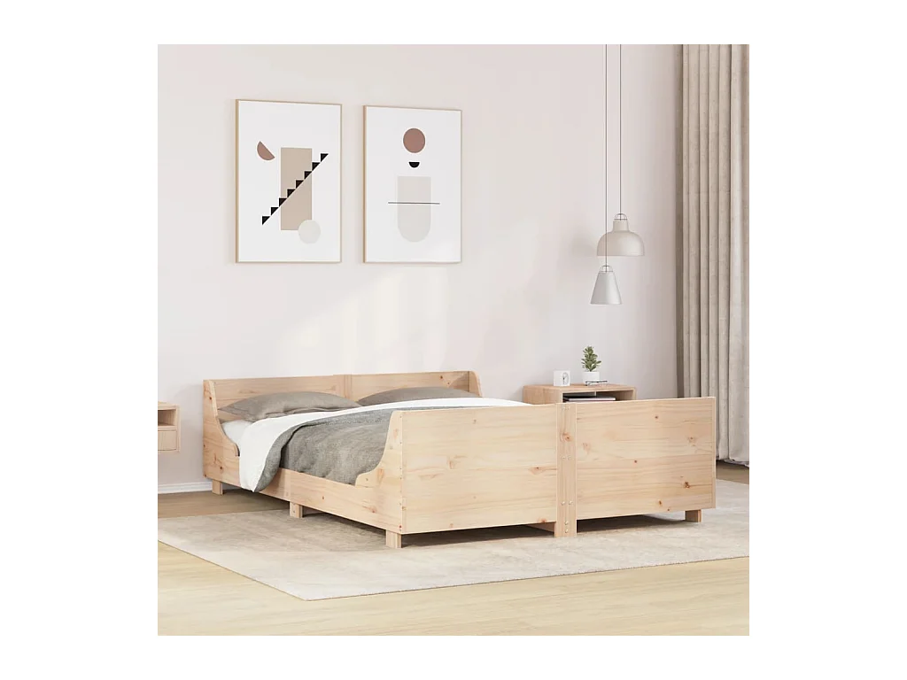 Bedframe zonder matras massief grenenhout 135x190 cm