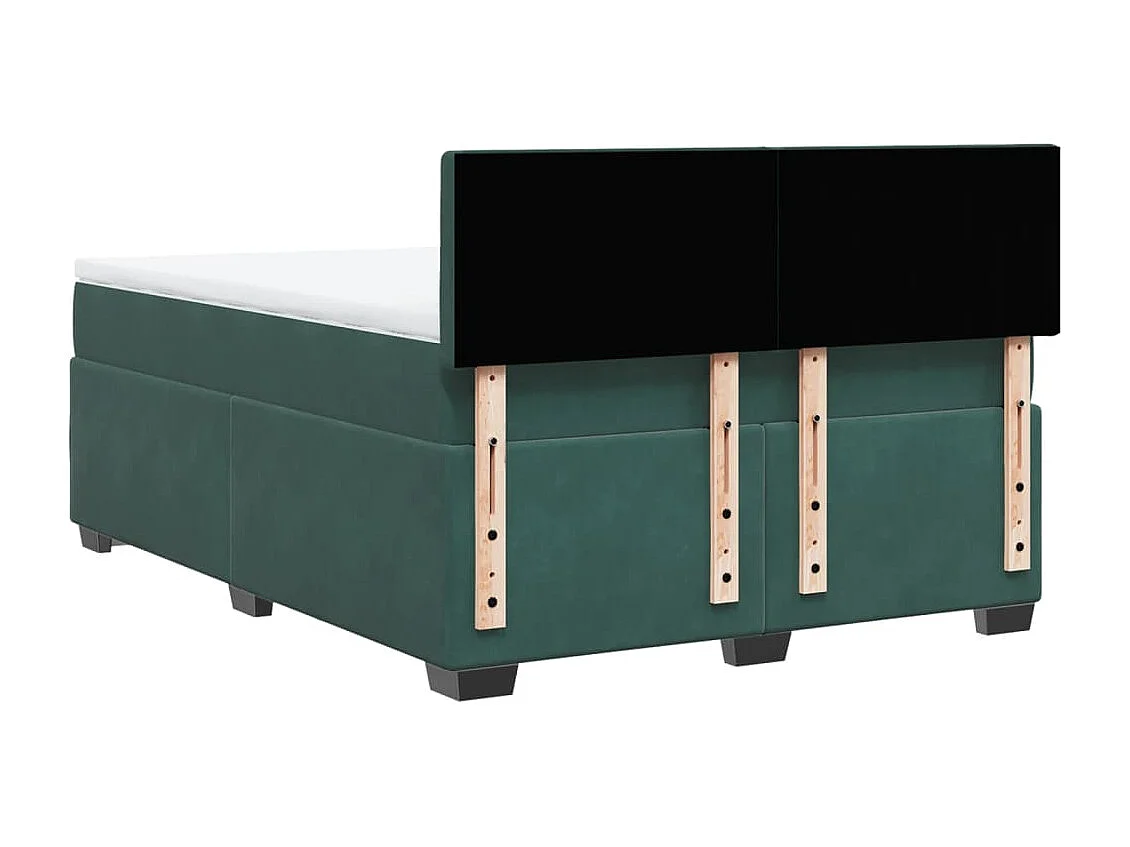 Cama box spring con colchón terciopelo verde oscuro 160x200 cm
