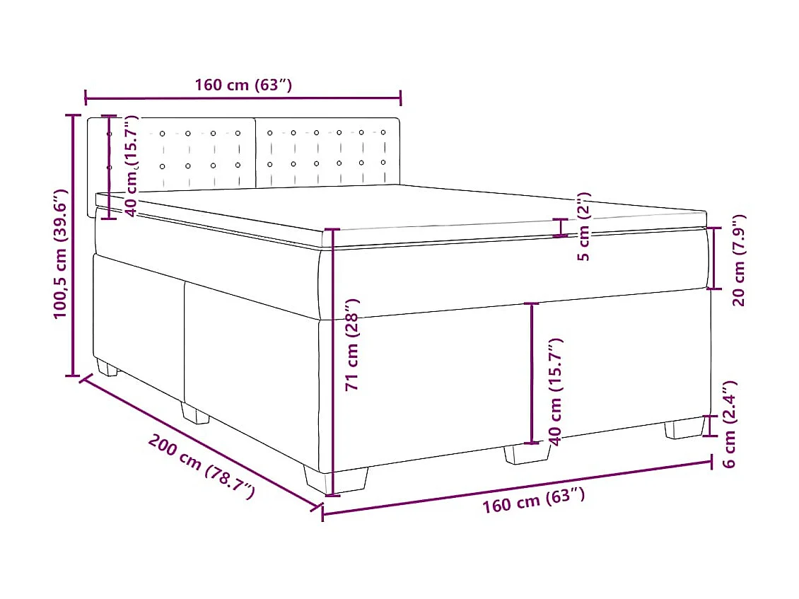 Giroletto a Molle con Materasso Verde Scuro 160x200 cm Velluto