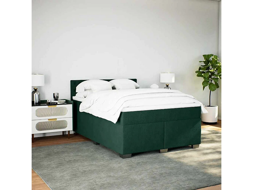 Giroletto a Molle con Materasso Verde Scuro 160x200 cm Velluto